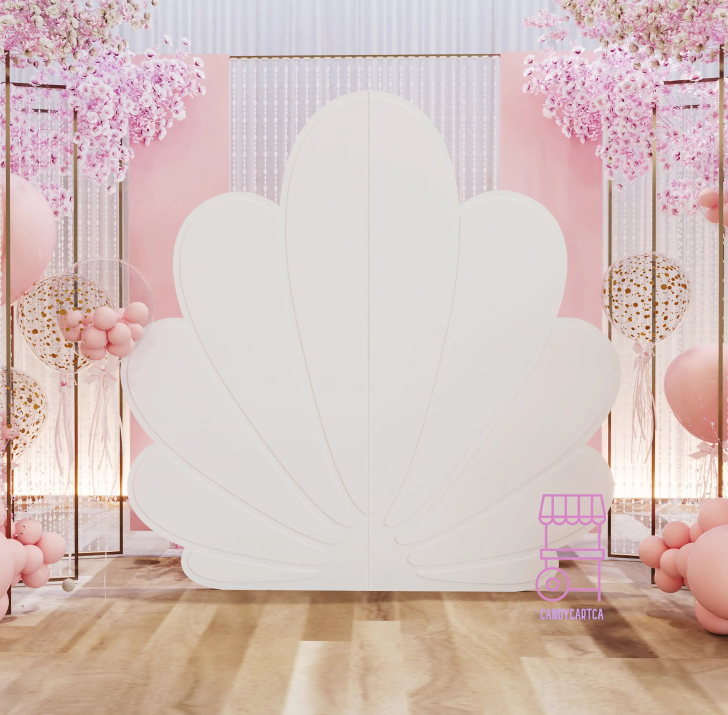 Round Backdrop Shell Free Standing White Shell Backdrop – CandyCartCA