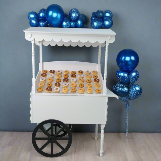 Cake stands, Cupcake Cart, donut cart, candy cart, cake stand, mini bar, photo booth backdrop, multifunctional, durable, easy to maintain, white PVC, clear acrylic, collapsible, washable, 20kg capacity, 44lbs capacity, quick assembly, weddings, birthdays, baby showers, graduations, corporate events, special occasions