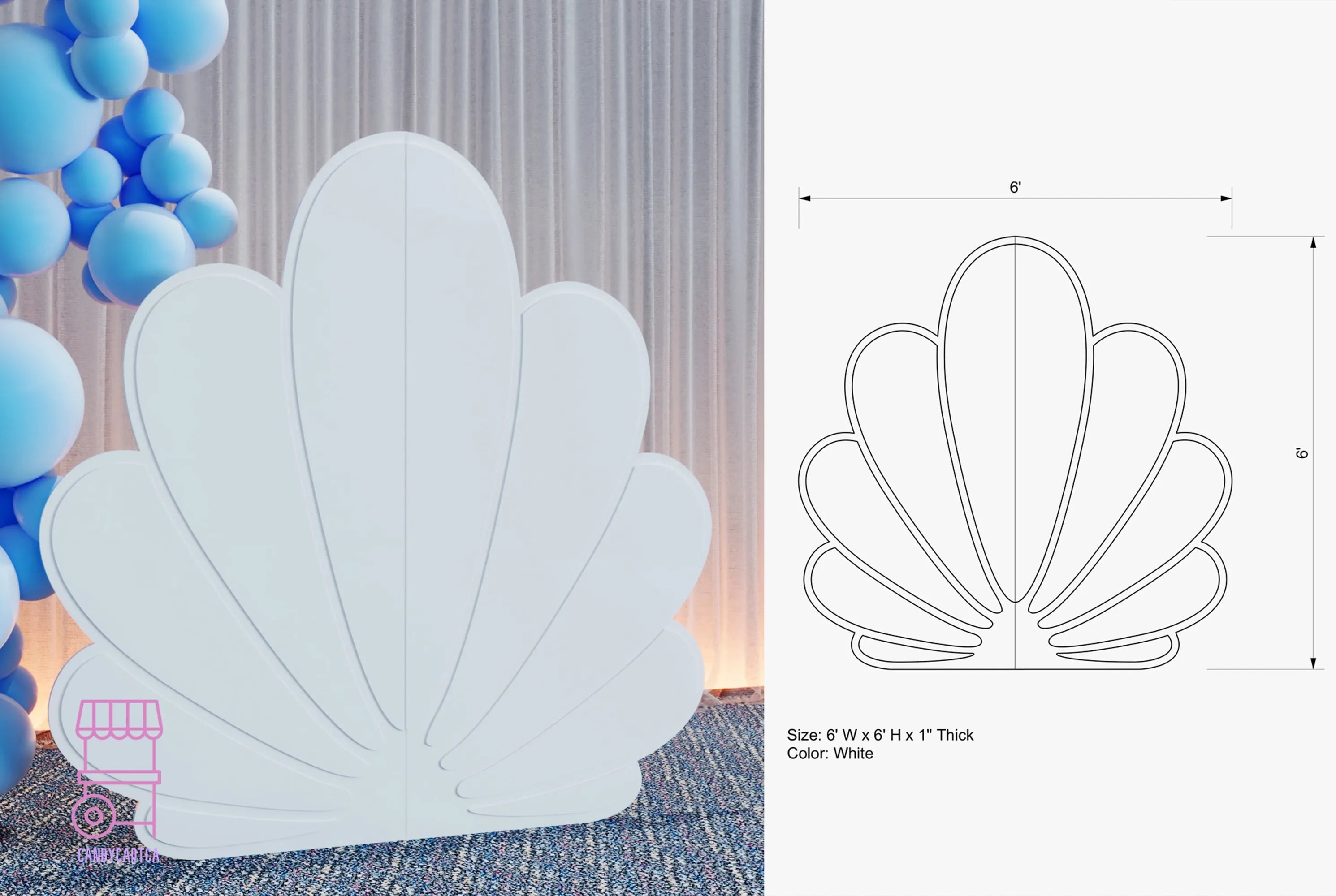 Shell Stand Backdrop Free Standing White Shell Backdrop – CandyCartCA