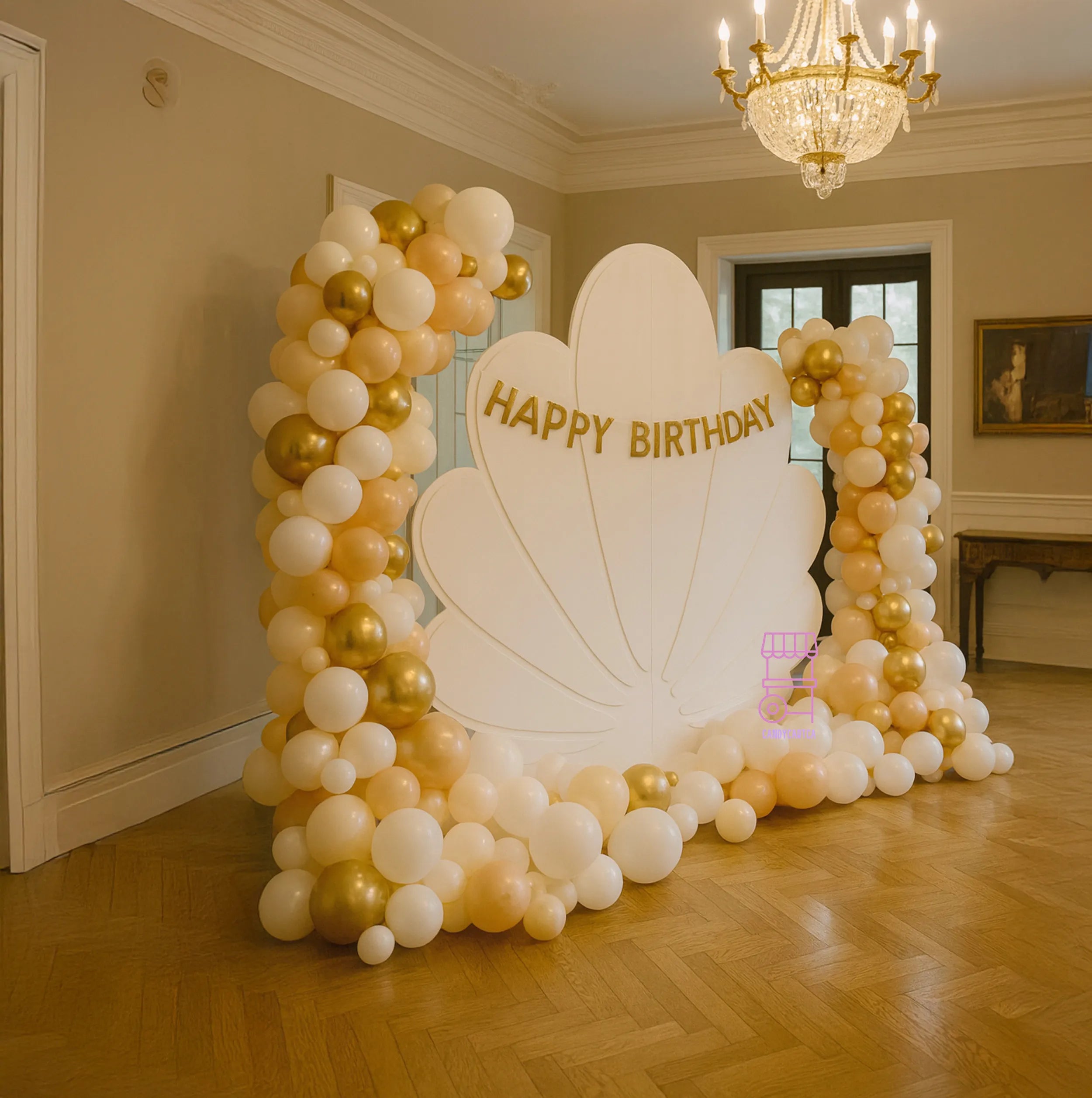 Round Backdrop Shell Free Standing White Shell Backdrop – CandyCartCA