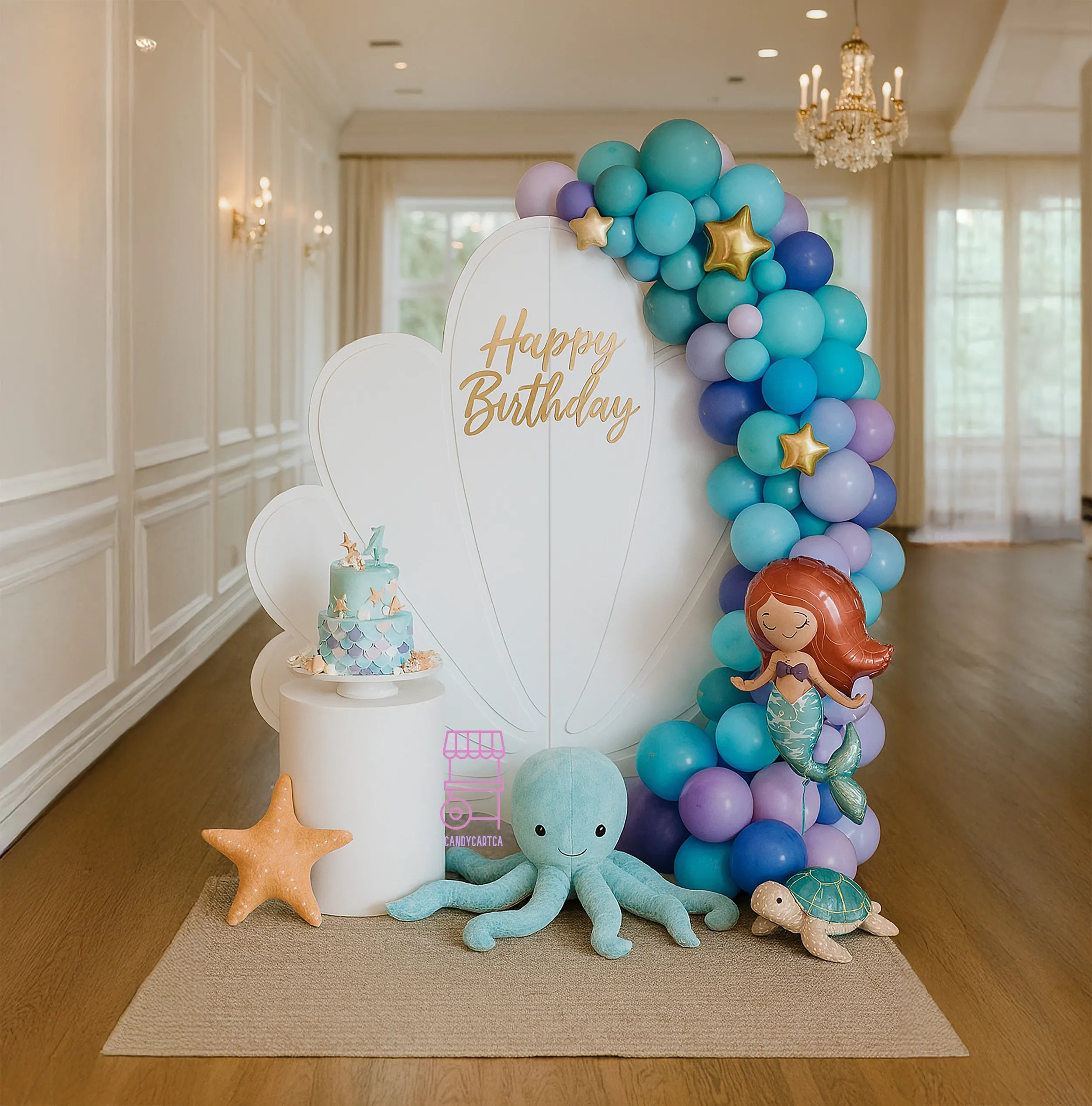 Free Standing White Shell Backdrop