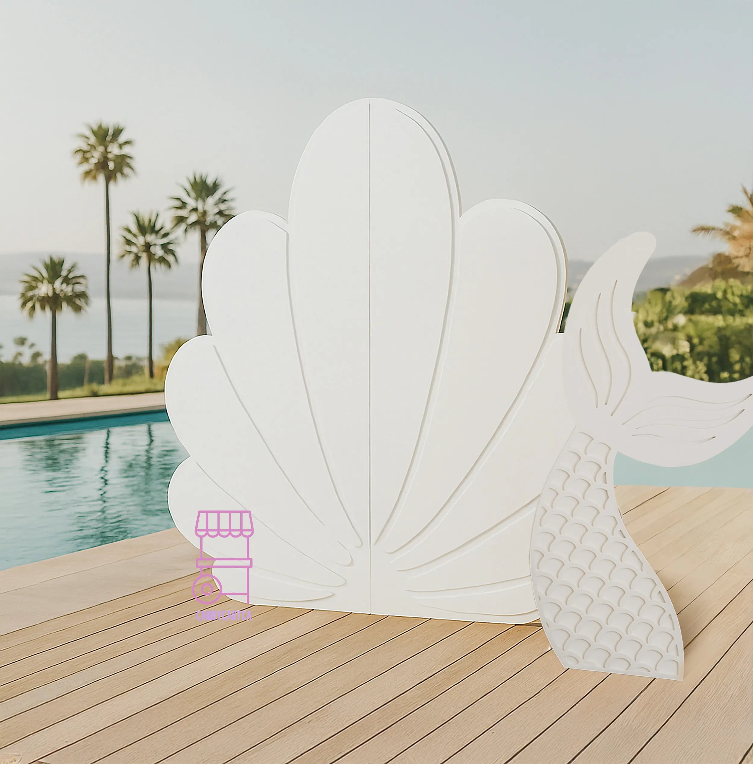 Round Backdrop Shell Free Standing White Shell Backdrop – CandyCartCA