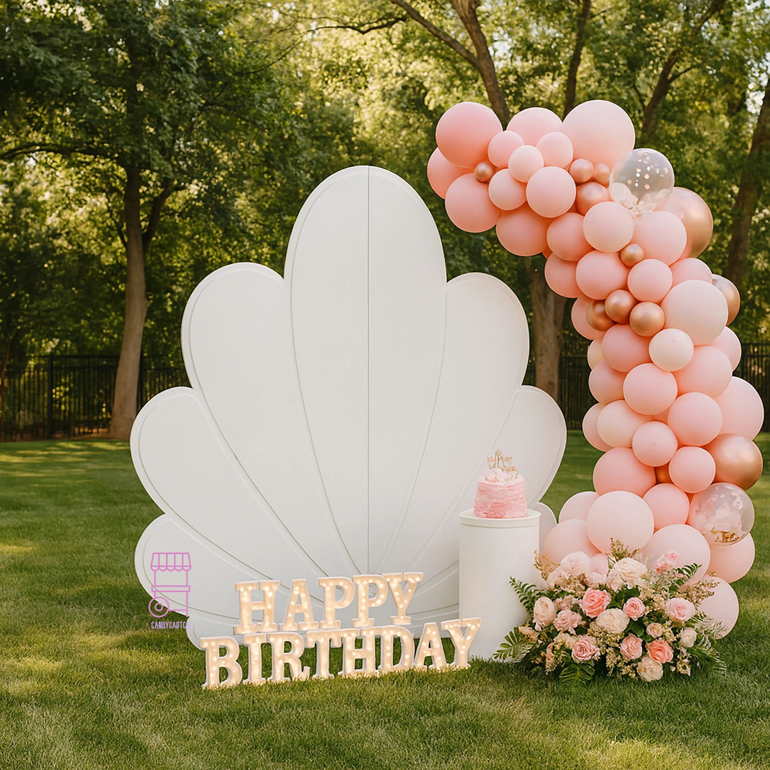 Free Standing White Shell Backdrop
