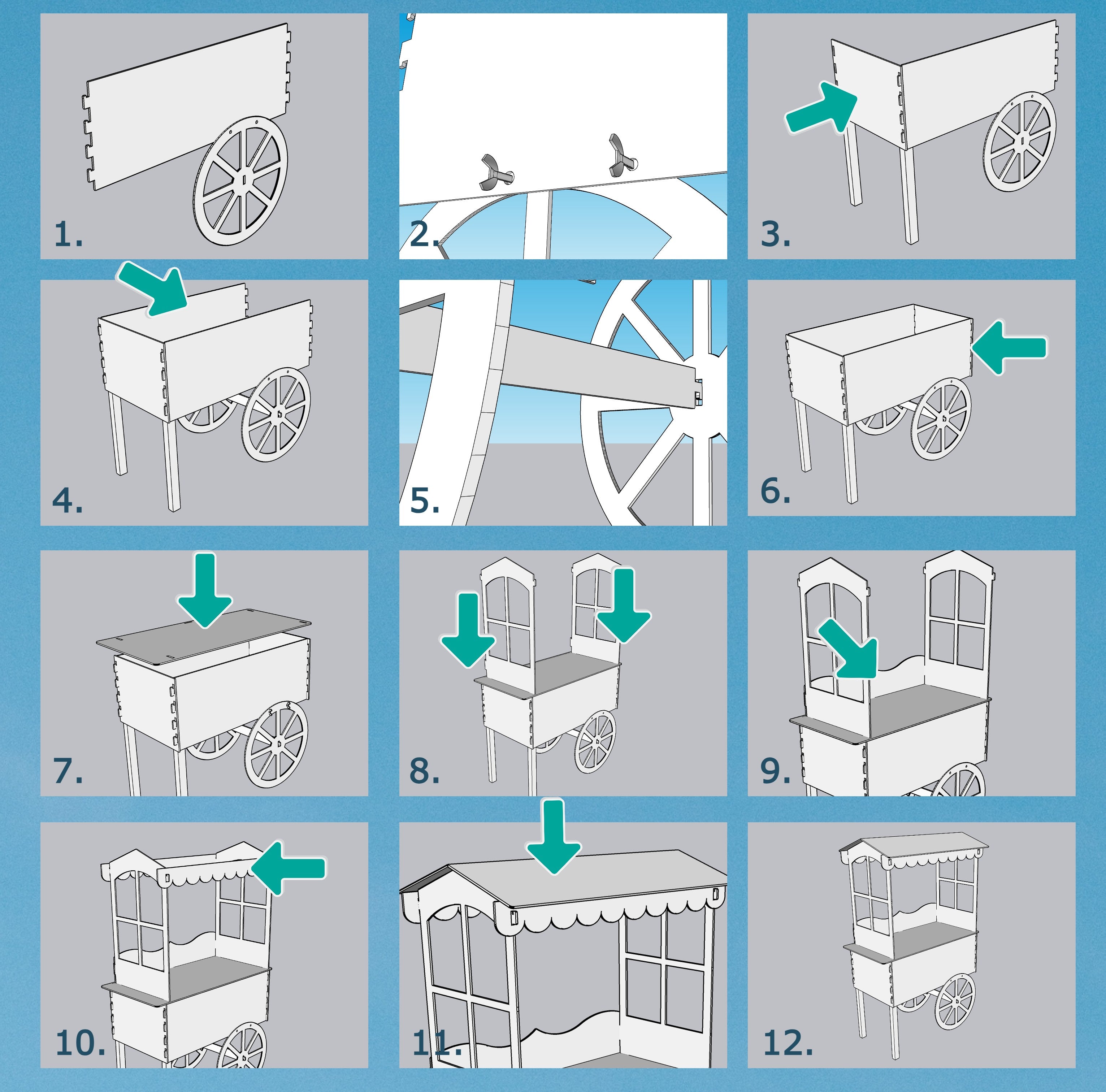 Window Style Candy Cart in Colour Blue Party Supplies.