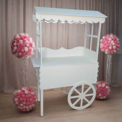 Candy Cart on Wheels with White Roof