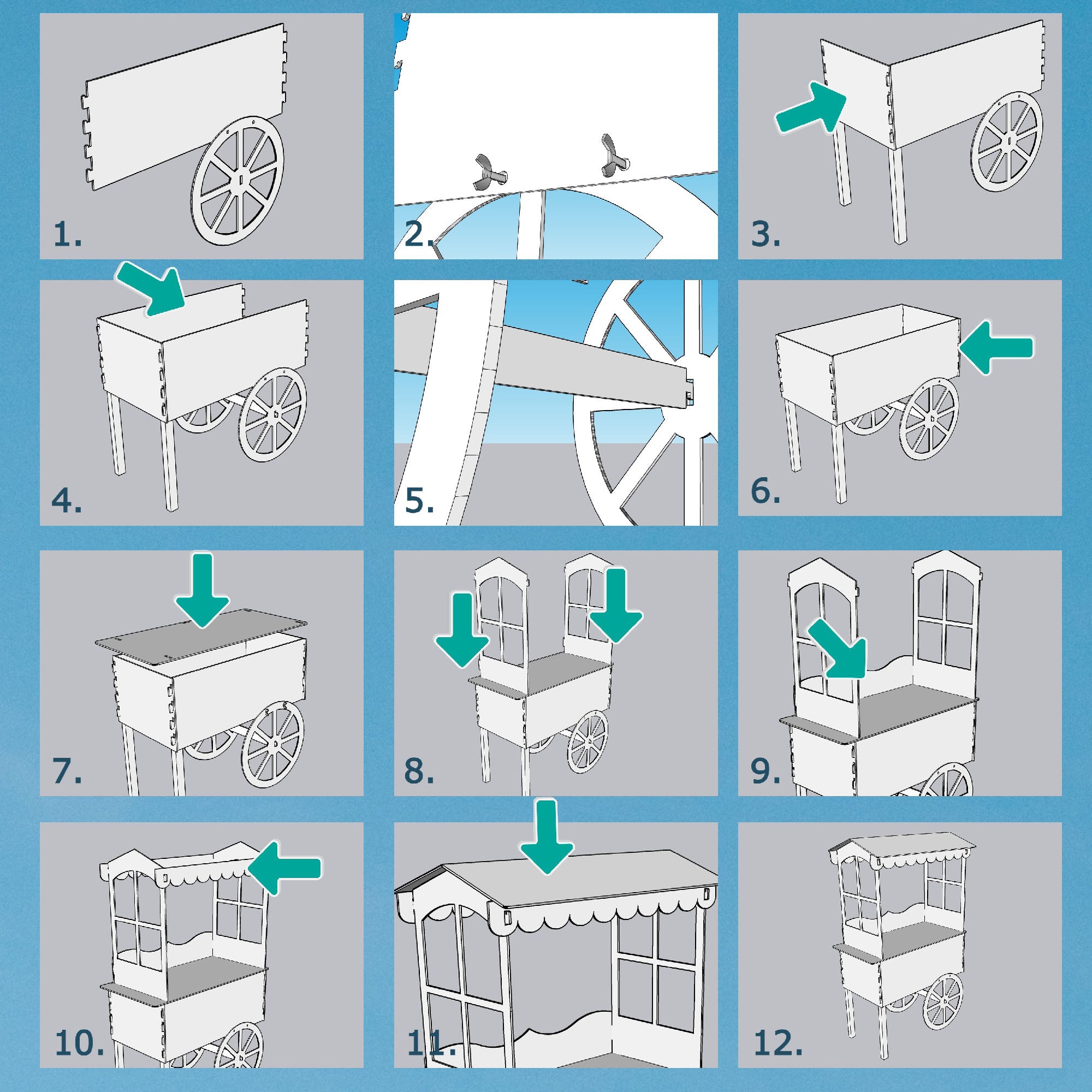 Window Style Candy Cart in Colour White Party Supplies.