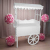 white party cart, white candy cart, candy cart with shelf, party display cart, wedding display cart