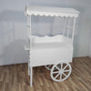 white party cart, white candy cart, candy cart with shelf, party display cart, wedding display cart