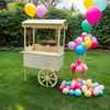 wood candy cart, wooden party display cart