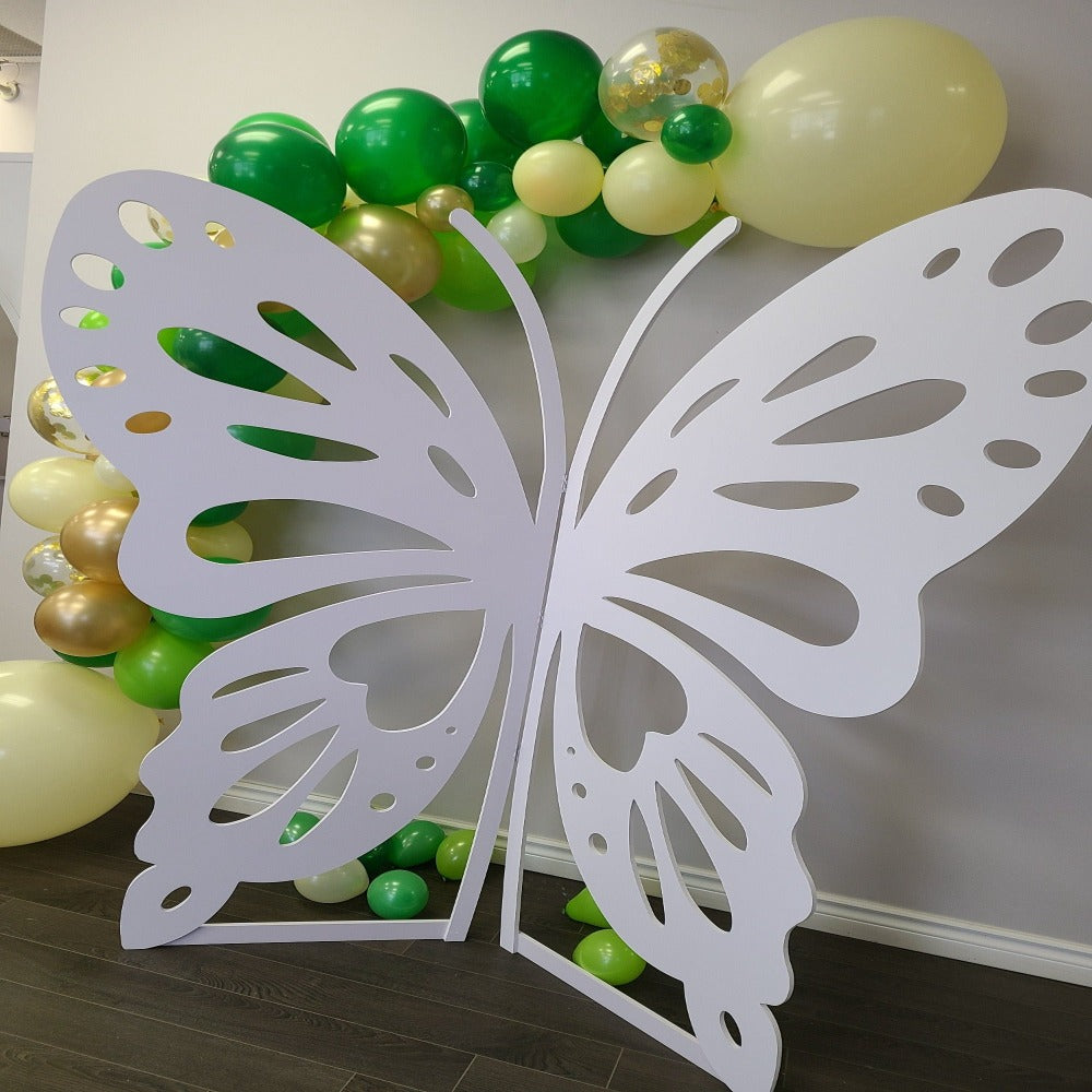 butterfly backdrop, 6ft backdrop, event backdrop, party decoration, outdoor backdrop, waterproof backdrop, EPVC backdrop, white backdrop, butterfly decoration, Toronto-made