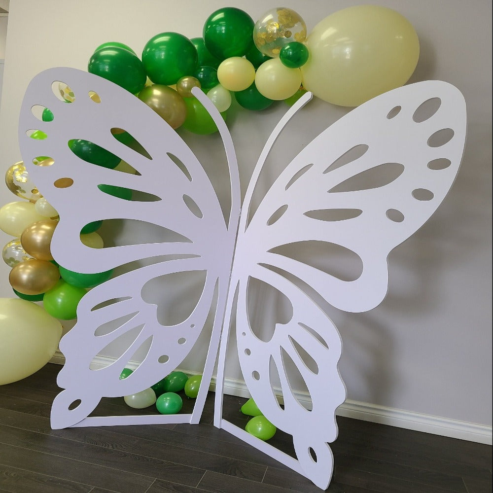 butterfly backdrop, 6ft backdrop, event backdrop, party decoration, outdoor backdrop, waterproof backdrop, EPVC backdrop, white backdrop, butterfly decoration, Toronto-made